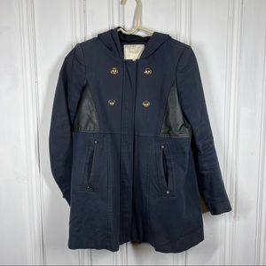 Maje Learther Trim Jacket Trench Coat 36 US S